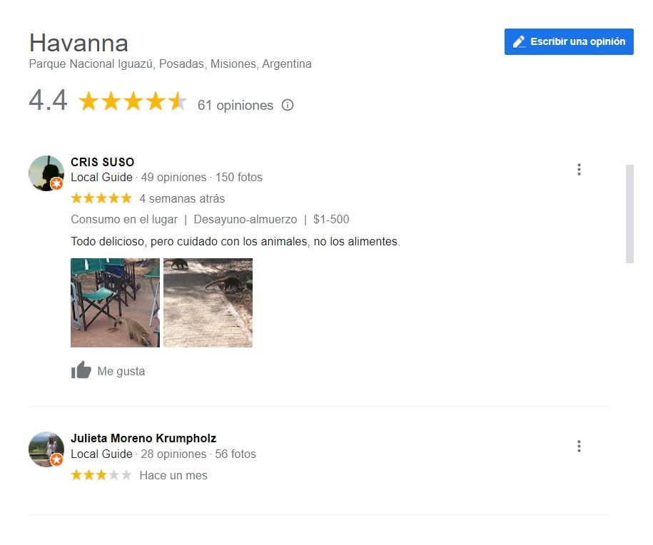 Opiniones sobre el Havanna del Parque Nacional Iguazú