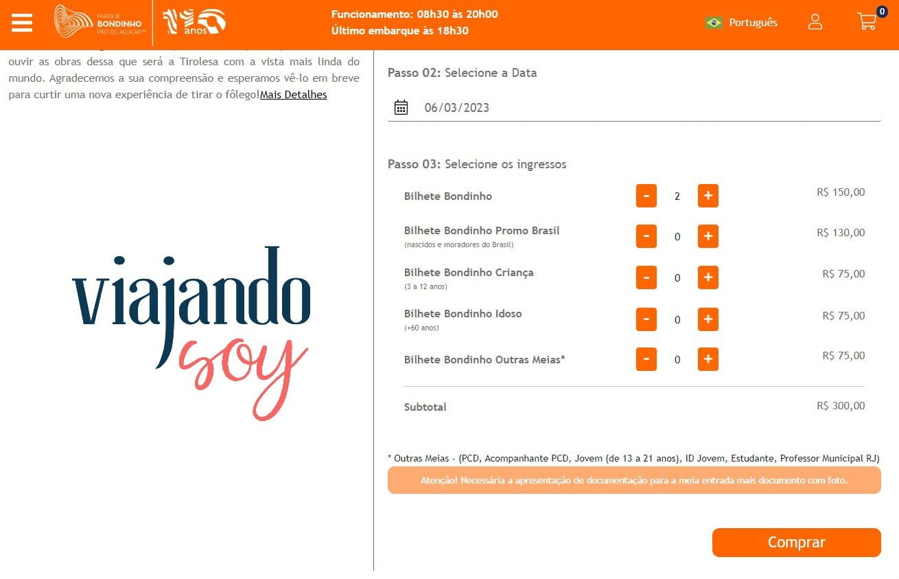 Paso a paso para sacar entradas del Bondinho por internet